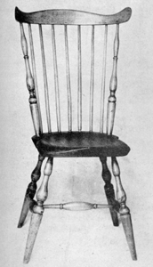 A Rhode Island Windsor: It was made sometime during the first quarter of the 19th Century and has shaping and turnings typical of chairs made in that state. A Rhode Island Windsor: It was made sometime during the first quarter of the 19th Century and has shaping and turnings typical of chairs made in that state.