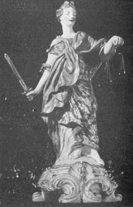 Chelsea Figure of Justice: This piece is an example of Roubillac modeling with decoration in the style of Ranleigh. It is nineteen inches tall and was made circa 1760-1765. Chelsea Figure of Justice: This piece is an example of Roubillac modeling with decoration in the style of Ranleigh. It is nineteen inches tall and was made circa 1760-1765.
