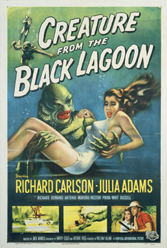 Creature from the Black Lagoon by Arnold (poster art by Reynold Brown) 1954 U.S. poster design. Image source: Margaret Herrick Library Catalog Creature from the Black Lagoon by Arnold (poster art by Reynold Brown) 1954 U.S. poster design. Image source: Margaret Herrick Library Catalog