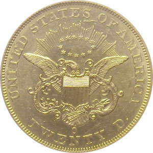 1861-O from SS Republic(reverse). 1861-O Gold $20 Double Eagle Type 1 No Motto - S.S. Republic from The Arlington Collection of Shipwreck Treasure 1861-O from SS Republic(reverse). 1861-O Gold $20 Double Eagle Type 1 No Motto - S.S. Republic from The Arlington Collection of Shipwreck Treasure