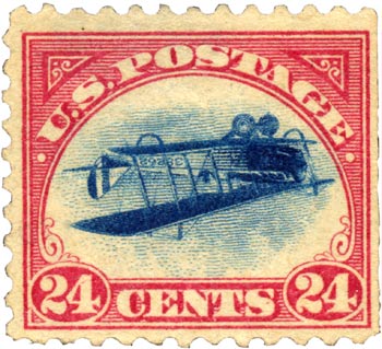 The 24-cent Curtiss Jenny invert from 1918 is perhaps the most famous and prized of all U.S. postage stamps. The 24-cent Curtiss Jenny invert from 1918 is perhaps the most famous and prized of all U.S. postage stamps.