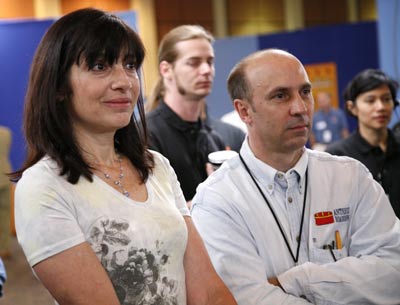 Bemko and supervising producer Sam Farrell watch a guest being taped. About 85 segments, in which guests learn the value of their items, are taped in a single day. caption here