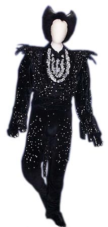 The jacket worn by Mistoffelees in "CATS" includes 40 AA batteries to power its integrated lights. Costume from Cats