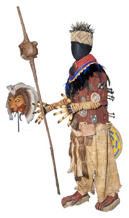 Simba's mask and Rafiki's costume from the Broadway production of "The Lion King." Costume from The Lion King