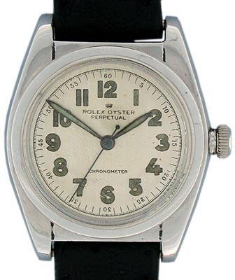Rolex didn't invent the Oyster, but stainless steel examples like this one from 1944 suggest that the company may have perfected it. Rolex didn't invent the Oyster, but stainless steel examples like this one from 1944 suggest that the company may have perfected it.