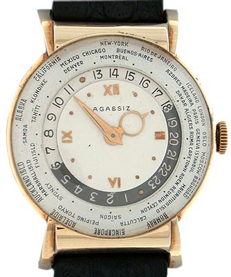 Louis Cottier, the Geneva watchmaker who made this 14k world time wristwatch for Agassiz in 1945, produced only 13 watches per year. Louis Cottier, the Geneva watchmaker who made this 14k world time wristwatch for Agassiz in 1945, produced only 13 watches per year.