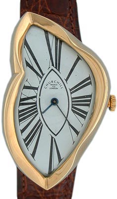 The paintings of Salvador Dali were probably the inspiration for the Cartier "Crash" from the late 1960s. This 18K gold Churchill version of the same idea is from 1985. The paintings of Salvador Dali were probably the inspiration for the Cartier "Crash" from the late 1960s. This 18K gold Churchill version of the same idea is from 1985.