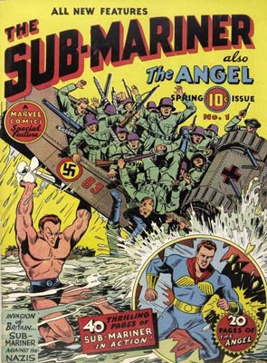 During World War II, superheroes routinely fought the Nazis, as Bill Everett's Sub-Mariner did in the spring of 1941. During World War II, superheroes routinely fought the Nazis, as Bill Everett's Sub-Mariner did in the spring of 1941.