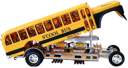 Model collector George Vretta likes to build his show rods as close to the box art as possible. He used a super-fine black Sharpie to detail the window frames of this 1970 S'Cool Bus. Model collector George Vretta likes to build his show rods as close to the box art as possible. He used a super-fine black Sharpie to detail the window frames of this 1970 S'Cool Bus.