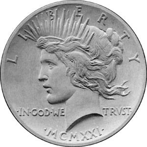 Francisci's original model for the Peace dollar's obverse had a more natural profile than coins that had come before. Francisci's original model for the Peace dollar's obverse had a more natural profile than coins that had come before.