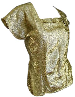 Lurex was a metallic yarn that was widely used in the late '50s and early '60s in blouses such as this gold rockabilly pullover.