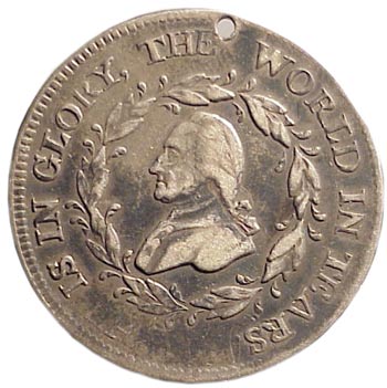 The obverse of a Washington Funeral Medal. Pieces like this one were struck and sold by Jacob Perkins in Boston for the two funeral processions held there in 1800. The obverse of a Washington Funeral Medal. These were struck and sold by Jacob Perkins in Boston for the two Funeral Processions held there for Washington in 1800. Anything related to Washington in the colonial series is very collectible.