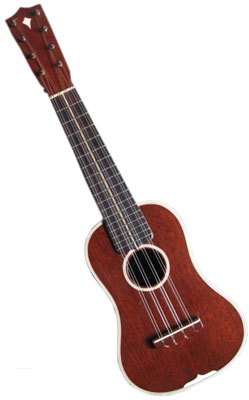 Oliver Ditson Dreadought Taropatch, circa 1920. 8 strings, mahogany body, ebony fretboard, multi-layered ivoroid and Bakelite binding. There are no other known examples of this instrument.