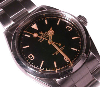 The Rolex Explorers made during the 1950s were simple three-hand chronometers designed for rugged use. Rolex Explorer, reference 6610, circa 1954 . . . a simple “three-hand” watch (chronometer, but not a chronograph)