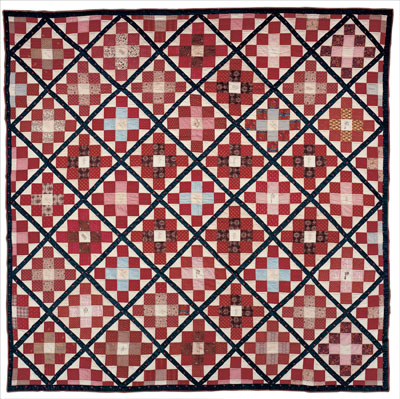 Cotton pieced quilt by Hannah Woolston Coles of Camden County, NJ, circa 1841. Gift of the family of Alice Blackwaln, great-granddaughter of Joseph Heulings and Hannah Woolston Coles. Cotton pieced quilt by Hannah Woolston Coles of Camden County, NJ, circa 1841. Gift of the family of Alice Blackwaln, great-granddaughter of Joseph Heulings and Hannah Woolston Coles.