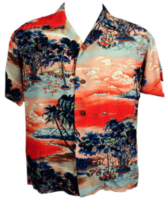 The kabe crepe used in this 1950s aloha shirt was made in Japan and intended for a little-girl’s kimono. From the CTAHR Historic Costume Collection, University of Hawaii. The kabe crepe used in this 1950s aloha shirt was made in Japan and intended for a little-girl’s kimono. From the CTAHR Historic Costume Collection, University of Hawaii.