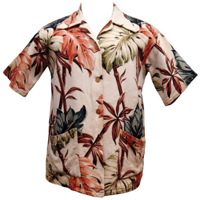 Wong's Drapery of Hawaii used remnants of heavy cotton barkcloth fabric to make aloha shirts such as this one from 1948. From the CTAHR Historic Costume Collection, University of Hawaii. Wong's Drapery of Hawaii used remnants of heavy cotton barkcloth fabric to make aloha shirts such as this one from 1948. From the CTAHR Historic Costume Collection, University of Hawaii.