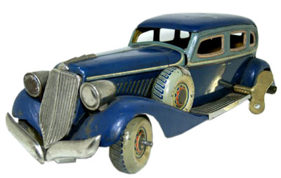 A noteworthy pre-war Japanese tinplate toy maker was CK, or Kuramochi Co., which made models of American cars such as Graham-Paige (seen here), Packard, Buick, Plymouth, and Chrysler. A noteworthy pre-war Japanese tinplate toy maker was CK, or Kuramochi Co., which made models of American cars such as Graham-Paige (seen here), Packard, Buick, Plymouth, and Chrysler.