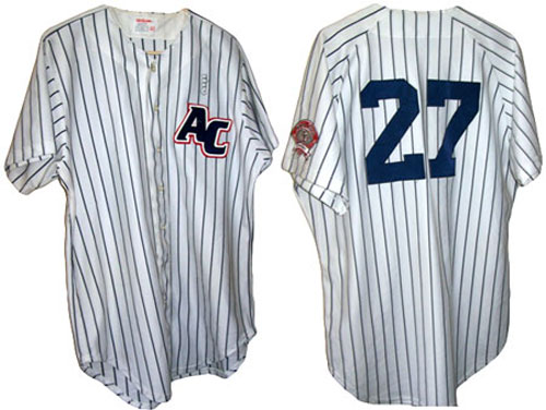 This is the jersey worn, and later autographed, by Derek Jeter when he played for the Albany-Colonie Yankees in 1994. Bloomer has received numerous offers for the jersey, but doesn't intend to sell it. This is the jersey worn, and later autographed, by Derek Jeter when he played for the Albany-Colonie Yankees in 1994. Bloomer has received numerous offers for the jersey, but doesn't intend to sell it.