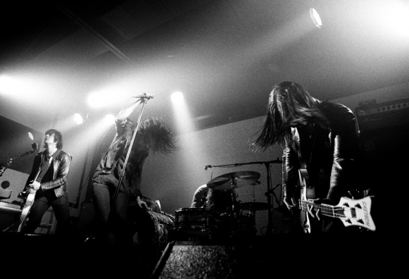 Jack White plays drums for The Dead Weather, seen here in their first public performance at Third Man Records. Jack White plays drums for The Dead Weather, seen here in their first public performance at Third Man Records.