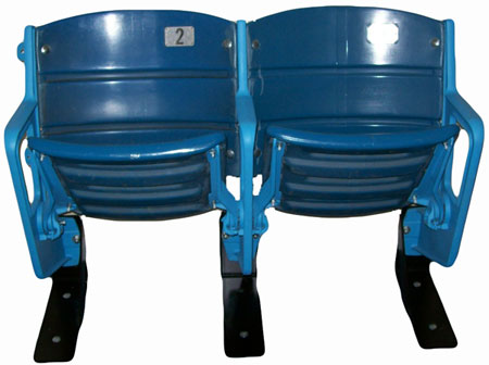 This pair of seats from the old Yankee Stadium resides in Bloomer's office at the Hastings Police Station. This pair of seats from the old Yankee Stadium resides in Bloomer's office at the Hastings Police Station.