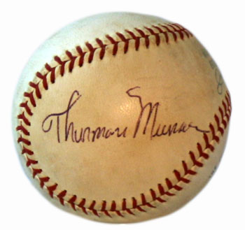 Thurman Munson's tragic death made autographed baseballs of his rare. A Munson ball is one of the few missing pieces in Bloomer's collection. Thurman Munson's tragic death made autographed baseballs of his rare. A Munson ball is one of the few missing pieces in Bloomer's collection.