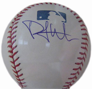 Yankees' pitcher Phil Hughes can't sign autographs on the sweet spot of a baseball because of a memorabilia deal he has with Steiner Sports. Yankees' pitcher Phil Hughes can't sign autographs on the sweet spot of a baseball because of a memorabilia deal he has with Steiner Sports.