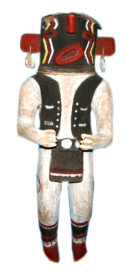 This rather fierce-looking version of the Heheya Amutaqa katsina is from the 1930s. While some katsinas are designed to stand, this one is meant to hang on a wall. This rather fierce-looking version of the Heheya Amutaqa katsina is from the 1930s. While some katsinas are designed to stand, this one is meant to hang on a wall.