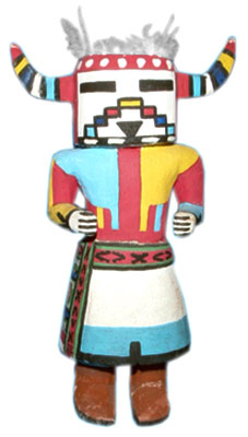 A Konina or Havasupai katsina by Jimmie K, from the 1950s. Although it is not signed, the doll has all his signature features: a squat body (like Jimmie’s), rectangular feet, and painted hands. A Konina or Havasupai katsina by Jimmie K, from the 1950s. Although it is not signed, the doll has all his signature features: a squat body (like Jimmie’s), rectangular feet, and painted hands.