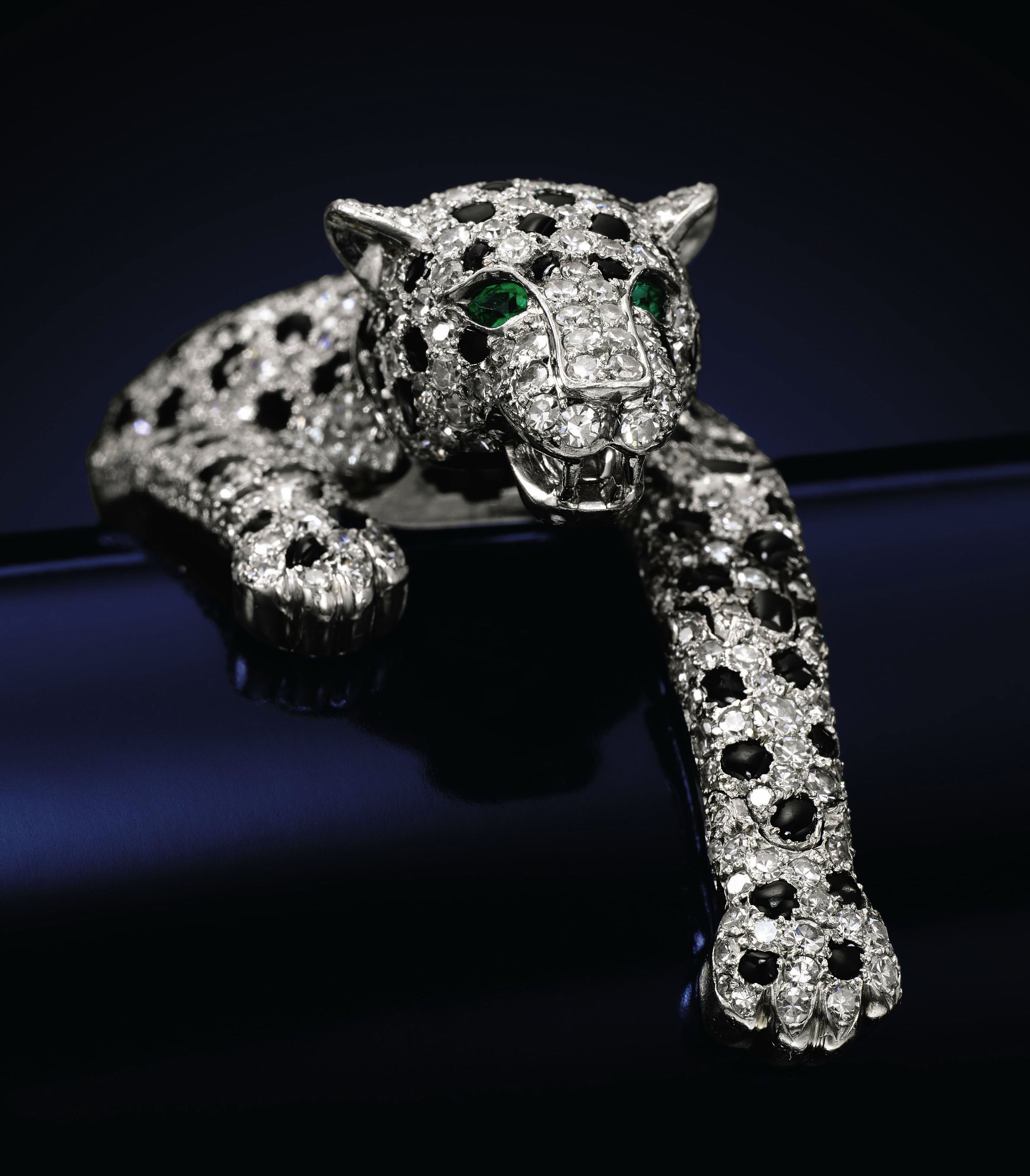 A masterpiece of the duchess's collection is this onyx-and-diamond panther bracelet, 1952, part of Cartier's "great cat" menagerie. A masterpiece of the duchess's collection is this onyx-and-diamond panther bracelet, 1952, part of Cartier's "great cat" menagerie.