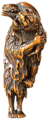 This immortal carrying a toad is from the first half of the 19th century and was carved by Naitō Toyomasa. This immortal carrying a toad is from the first half of the 19th century and was carved by Naitō Toyomasa.