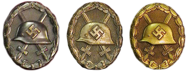 medals 5. These German World War II badges were awarded to soldiers, or their families, for being wounded or killed in battle.