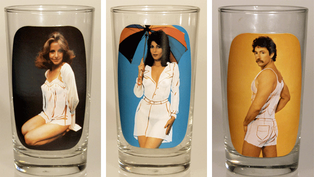 Sip and Strip glasses, made for Spencer Gifts These 1970s Sip and Strip glasses, made for Spencer Gifts, use photographic images and 1940s "mystic" technology to reveal the nude underneath the painted-on clothing. Photos courtesy of Tigre McMullan.