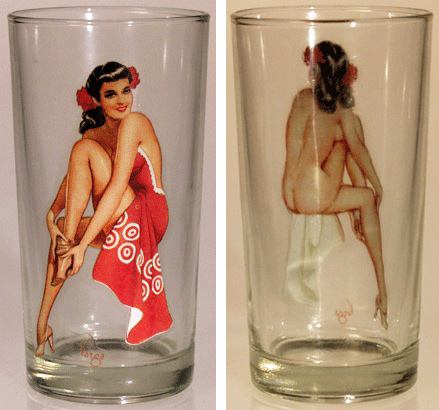 Vargas glass from Fishlove This girlie glass, as well as the one at the top of our article, was designed by famed pin-up artist Alberto Vargas and produced by Fishlove. Photos courtesy of Tigre McMullan.