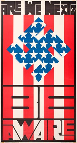 AreWeNext? "Are We Next?" from 1965 was a self-published poster printed at West Coast Litho to express, among other things, Wilson's opposition to the Vietnam War.
