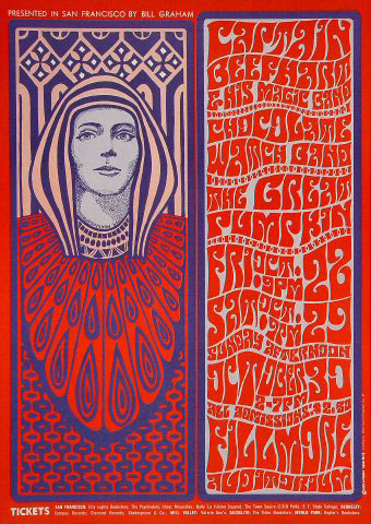 Beefhart This poster for a show headlined by Captain Beefheart (misspelled on the poster), reflects Wilson's fondness for the Viennese Secessionists.
