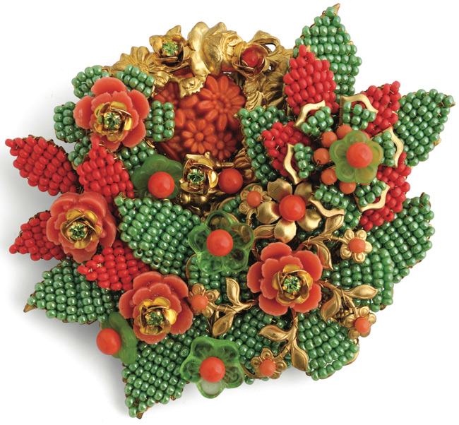 Hagler An over-the-top 1960s brooch by Stanley Hagler, probably custom-made to match a dress. Miller says it's a good idea, when wearing a heavy piece of Hagler like this one, to pin in through your bra.