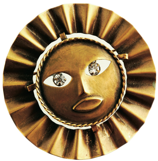 joseff This Joseff of Hollywood "Moon God With Ruff" brooch is one of Miller's favorites. Its rhinestone eyes move.