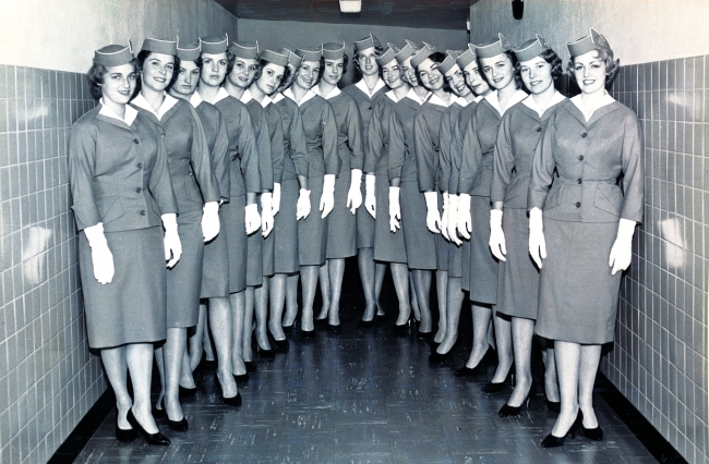 Stewardesses According to collector Kelly Cusack, the entire crew had to dress identically so there was a consistent, uniform look.