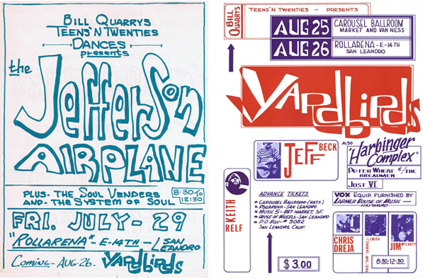 yardbirds Above left: San Francisco rock promoter Bill Graham didn't like it when Bill Quarry produced a Jefferson Airplane concert at Rollarena. Above right: Less than two years after Quarry presented the Yardbirds at the Carousel Ballroom, Bill Graham had moved in and renamed it Fillmore West.