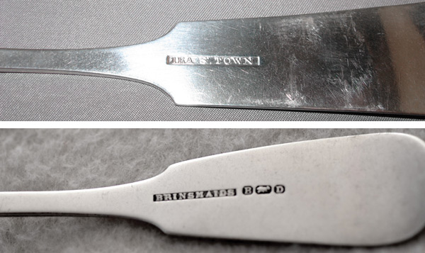 silvermarks Top: Ira S. Town worked in Montpelier from about 1825 to 1852. Above: Brinsmaids was a silversmith in Burlington.