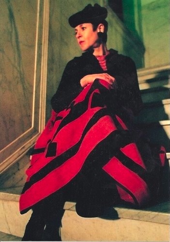 tziporah_16 This orange-and-black velvet flamenco skirt often inspires Salamon to dance. The hat is from the Museum of Seville, and the coral beads on her neck are sewn onto a fabric collar.