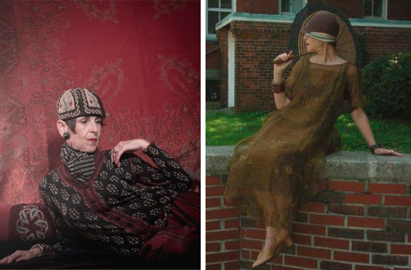 tziporah_7 On the left, Salamon compliments her Gaultier cardigan with '20s Turkish needlepoint skullcap for a boyish look. On the right, she does feminine in all '20s clothes for the Jazz Age Lawn Party at Governors Island.