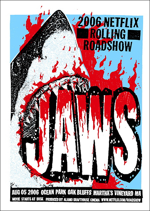 JawsPrintMafia Print Mafia's poster for Mondo is as toothy as Kastel's original, but here it's the movie's title that's getting chomped.