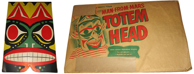 mask2 This '50s-era "Martian Totem Head" cereal premium conflated Native American imagery with aliens.