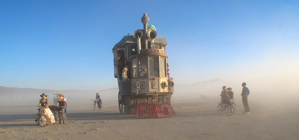 neverwas The Haul rolls through a typical dust storm on the playa.