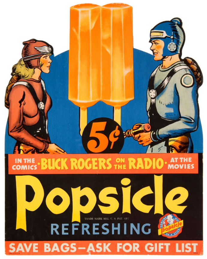 PopsicleBuck At the height of the Depression, Popsicle introduced a two-stick version of its frozen novelty, which was first introduced as a one-stick treat (see image at top).