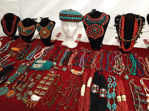 jewelry Turquoise and coral jewelry at a Brimfield booth. Photo by Ben Marks.