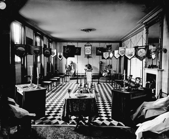 British_hall View of a room at the Masonic Hall in Bury St. Edmunds, Suffolk, England, circa 1900. Courtesy of the Bury St. Edmunds Past and Present Society, Spanton Jarman Collection.