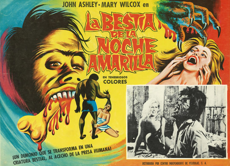La Bestia de la Noche Amarilla 1971's "La Bestia de la Noche Amarilla," or "The Beast of the Yellow Night," presents the more brash side of Mexican lobby cards.